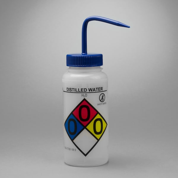 Bel-Art GHS Label Safety-Vented Distilled Water Wash Bottle:500ml, 4/PK