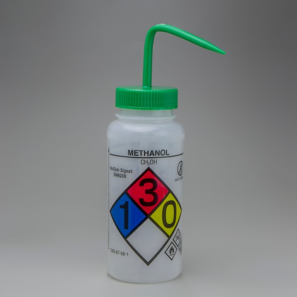 Bel-Art GHS Labeled Safety-Vented Methanol Wash Bottle: 500ml, 4/PK