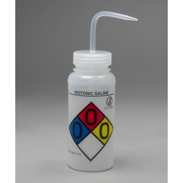 Bel-Art GHS Label Safety-Vented Isotonic Saline Wash Bottle:500ml, 4/PK