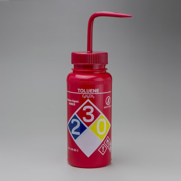 Bel-Art GHS Labeled Toluene Wash Bottle: 500ml, 4/PK