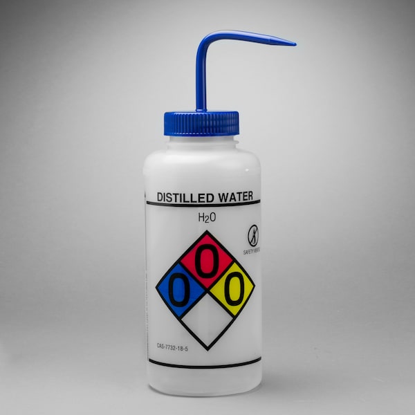 Bel-Art GHS Label Safety-Vent Distilled Water Wash Bottle: 1000ml, 2/PK