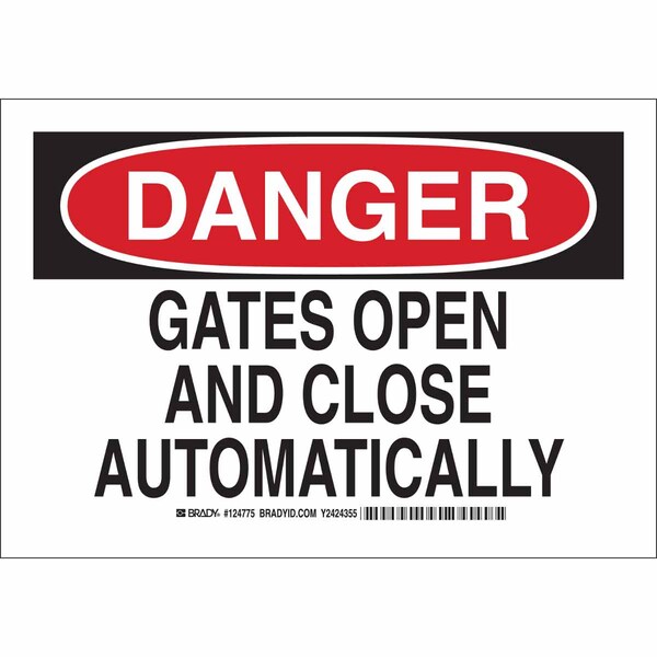 Danger Sign, 10 in Height, 14 in Width, Aluminum, Rectangle, English