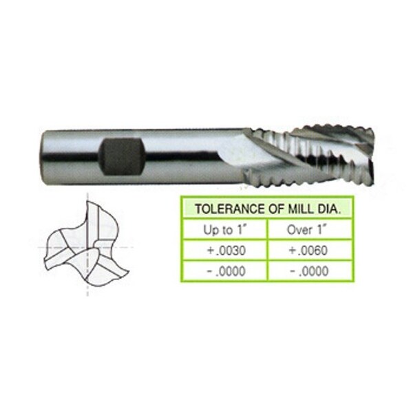 End Mill, Helix Flute TiN, 3/8x3/4x2-1/2