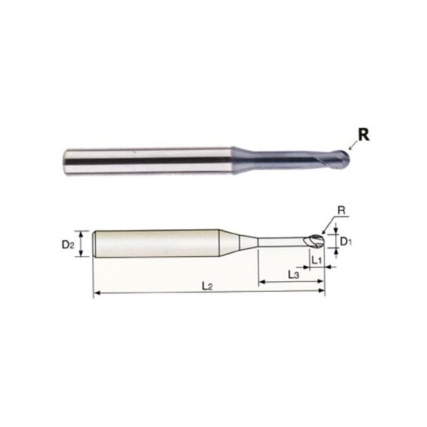 Helix AlCrN Ball End Mill, 5/16x9/16x4