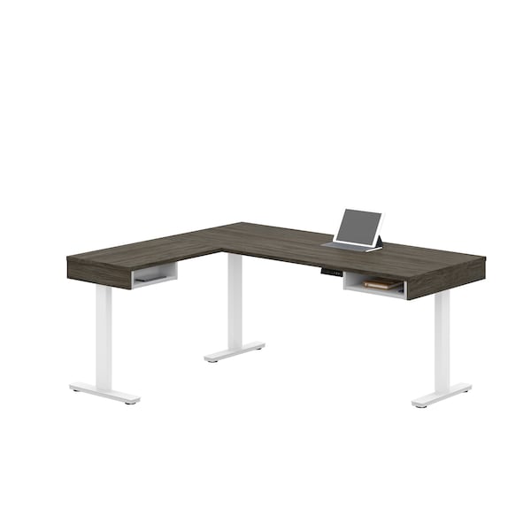 Pro-Vega Height Adjustable L-Desk, Walnut Grey/White