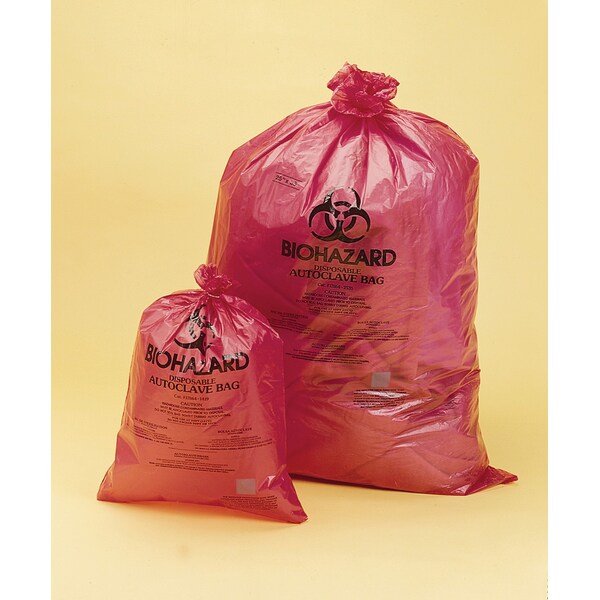 Bel-Art Scienceware Biohazard Disposal Bags, Regular Red, Printed, PK200