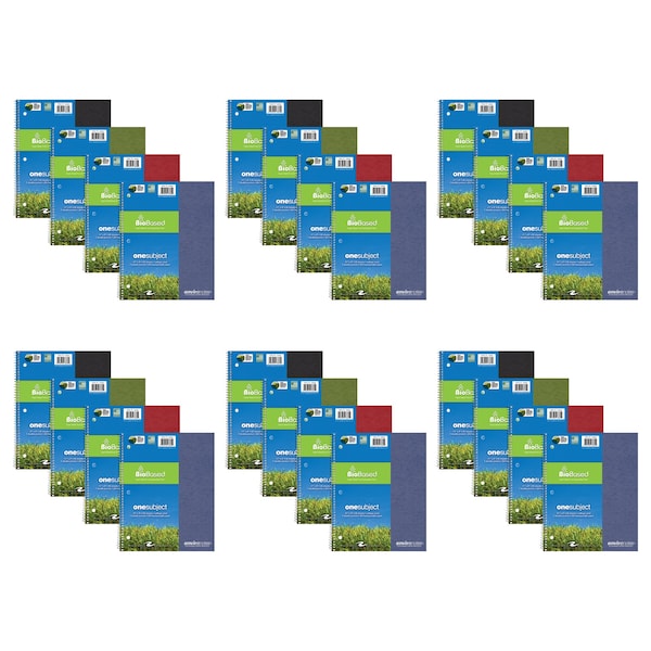 Case of Wirebound Notebooks, 11"x9", 1 Sub & 1 Pkt, 100 sht, Asstd Covers, College Ruled w/Margin, PK24