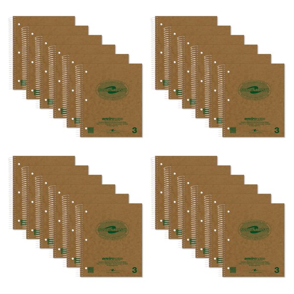 Recycled 3-Subject Spiral Notebook, PK24