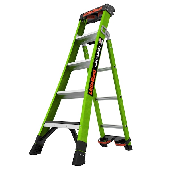 FIBERGLASS COMBINATION LADDER, Extension Ladder, Leaning Ladder, Stepladder Configuration, 11 ft