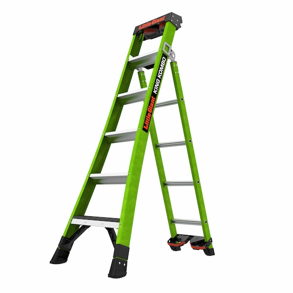 FIBERGLASS COMBINATION LADDER, Extension Ladder, Leaning Ladder, Stepladder Configuration, 13 ft