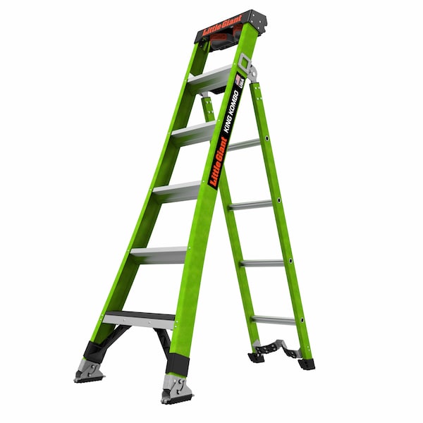 FIBERGLASS COMBINATION LADDER, Extension Ladder, Leaning Ladder, Stepladder Configuration, 13 ft