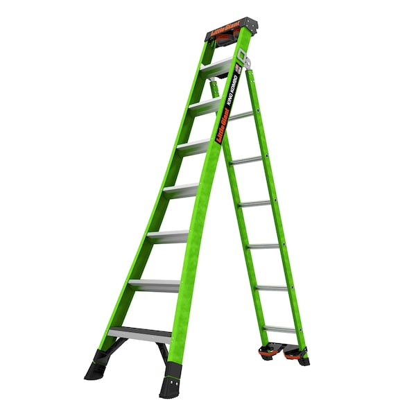 FIBERGLASS COMBINATION LADDER, Extension Ladder, Leaning Ladder, Stepladder Configuration, 17 ft