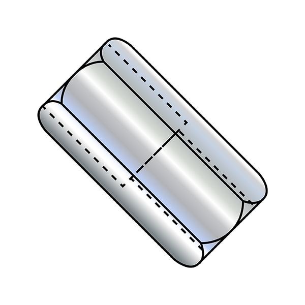 Coupling Nut, 5/8"-11, Steel, Zinc Plated, 1-1/4 in Lg, 13/16 in Hex Wd, 100 PK