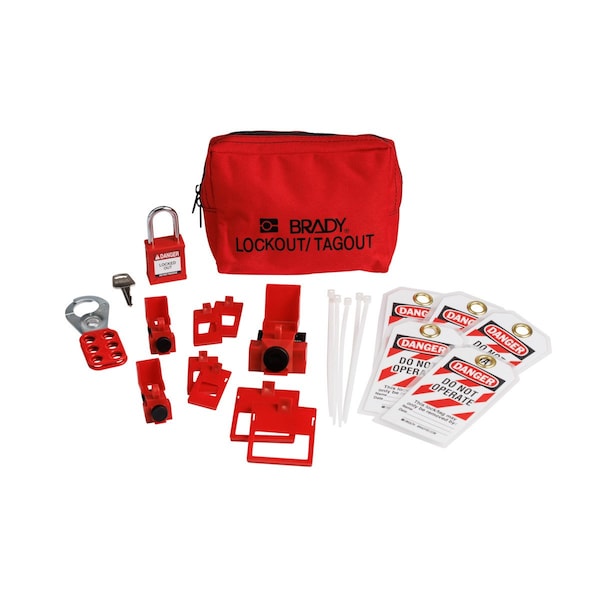 Lockout Kit, 5 Lockouts, 5 Tags, Red