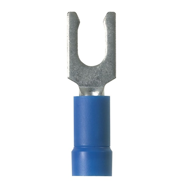 Fork Terminal, #10 Stud Size, 14 AWG, 600 V, Vinyl Insulated, Blue, 1000 PK