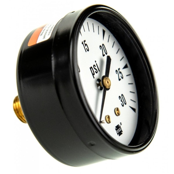 Pressure Gauge, 0-30, 2-1/2", 1/4", Bottom