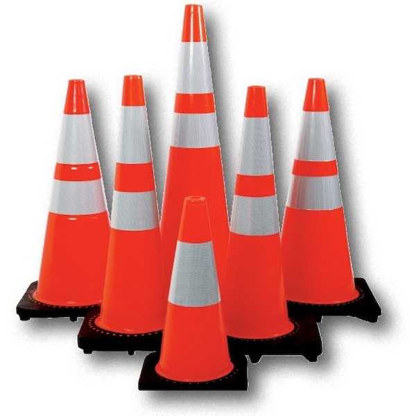 Traffic Cone, Plastic, 28 Inch Height, 12 Inch Length, 7 Pounds, Orange