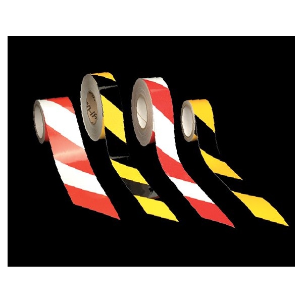 Reflective Hazard Stripe Tape Black/Yellow, 2" W x 50 yd. L
