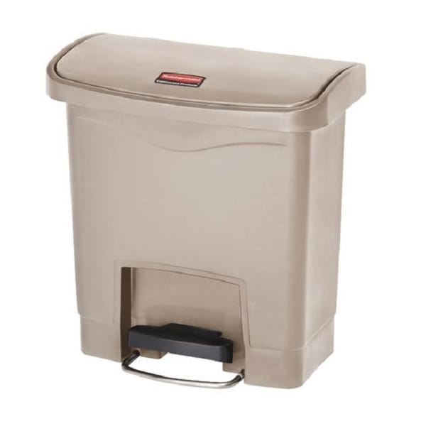 Slim Jim Step-On 4 gal Rectangular Slim-Profile Plastic Can, Beige, Foot Pedal, Plastic