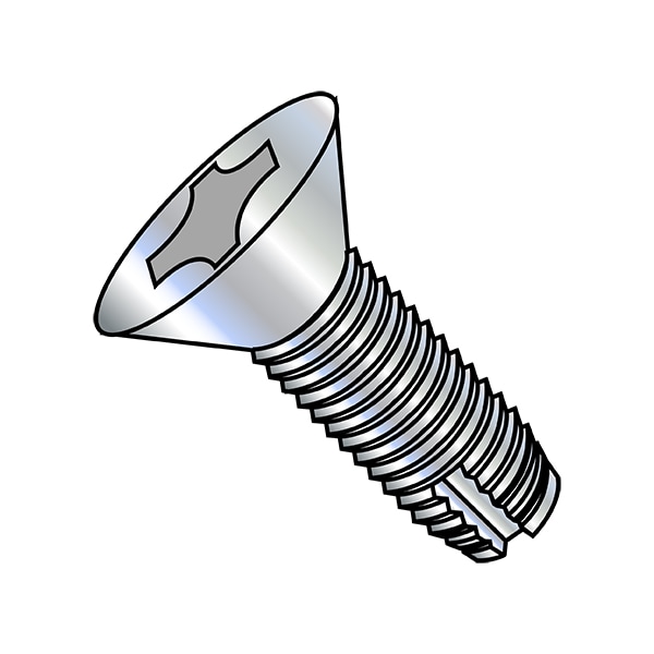 Thread Cutting Screw, #6-32 x 3/4 in, Zinc Plated Steel Flat Head Phillips Drive, 10000 PK