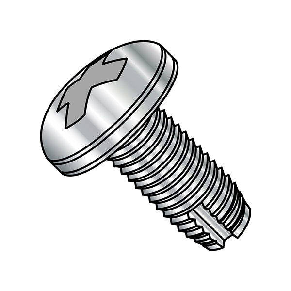 Thread Cutting Screw, #10-32 x 1/2 in, Stainless Steel Pan Head Phillips Drive, 4000 PK