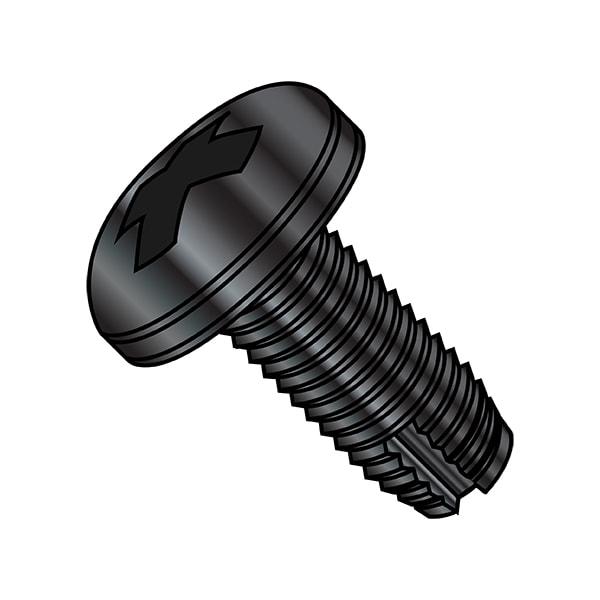 Concrete Screw, #8-32 Dia., Pan, 3/8 in L, Steel Black Oxide, 10000 PK