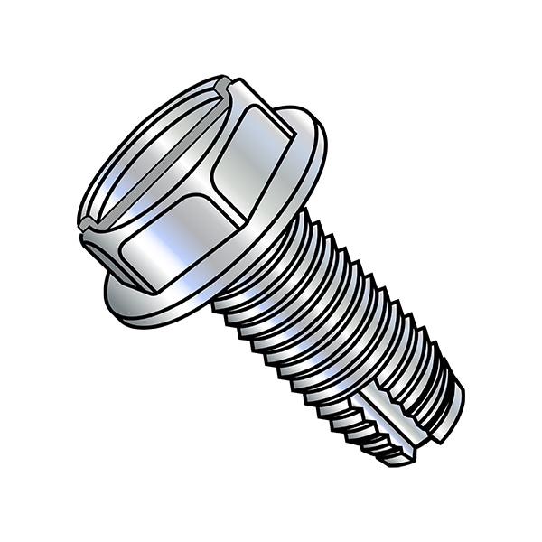 Thread Cutting Screw, 5/16"-18 x 3/4 in, Zinc Plated Steel Hex Head Slotted Drive, 1500 PK