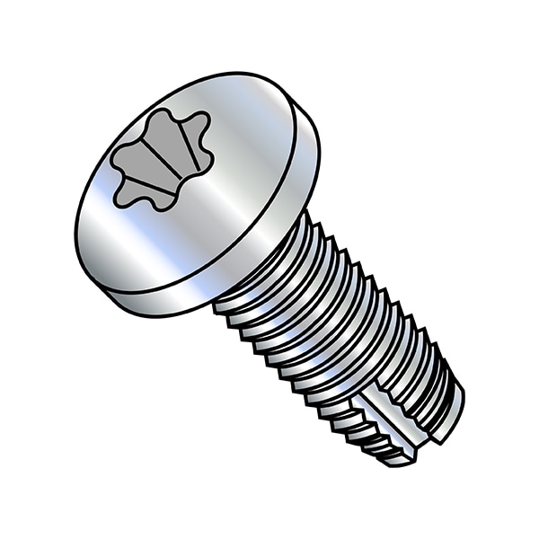 Thread Forming Screw, 5/16"-18 x 1 in, Zinc Plated Steel Pan Head Torx Drive, 1000 PK