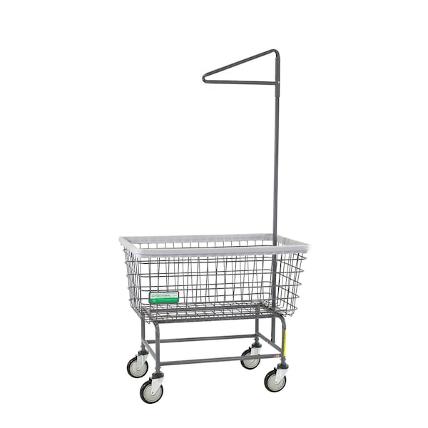 Antimicrobial Wire Utility Cart with Single Pole Rack, 6 Bushel