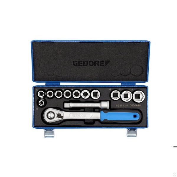 Socket Set, 1/2", 13 pcs., Hex 10-24mm
