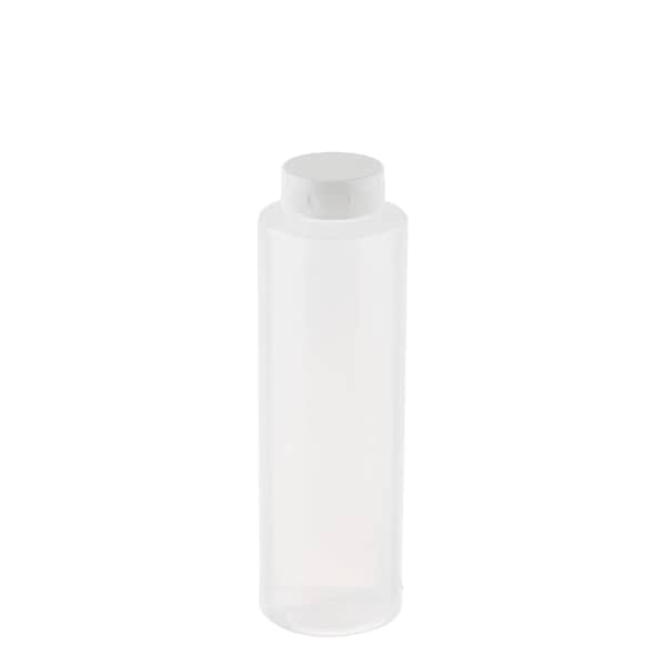 Flp Top Cap Sqz Bottle, Clr, Wht, 12OZ, PK12
