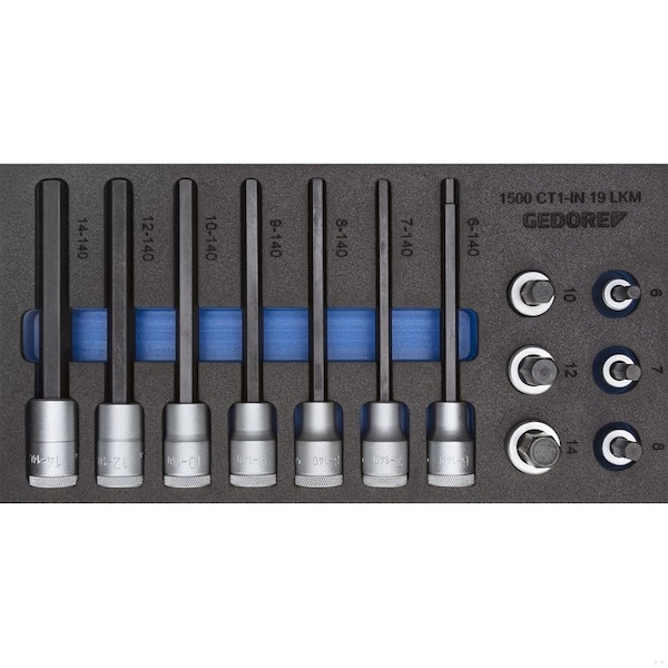 Screwdriver Bit Socket Set, 1/2", Bit Style: Hex
