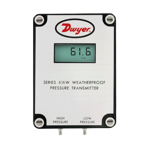 Differential pressure transmitter, range 0-40" w.c., max. pressure 20 psig.