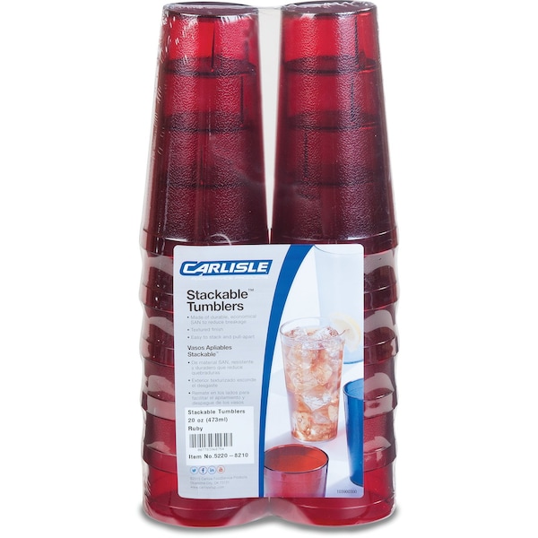 SAN Tumbler, 20 oz., 12/Pack, Ruby, PK6