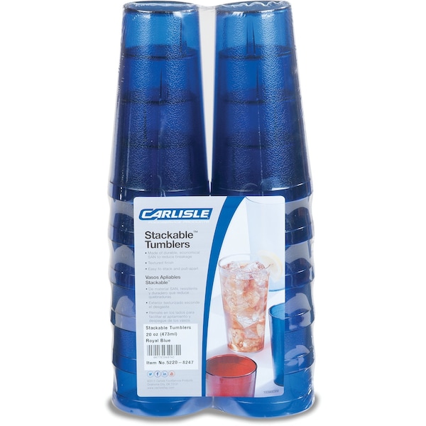 SAN Tumbler, 20 oz., 12/Pack, Royal Blu, PK6