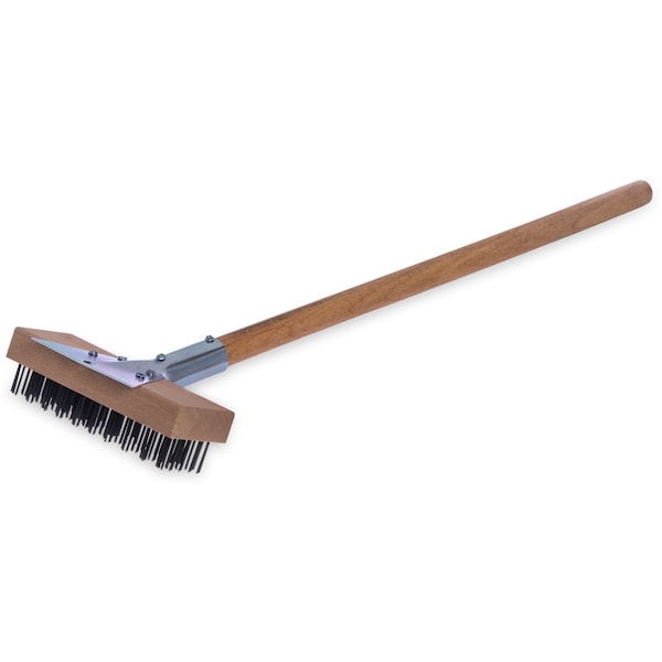 Oven/Grill Brush, Scrapr/Flat Stl Bristle, Natural, Hardwood