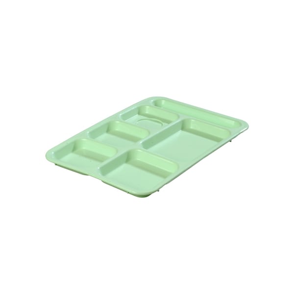 Right-Hand 6-Comp Tray, 14"x10", Grn, PK24