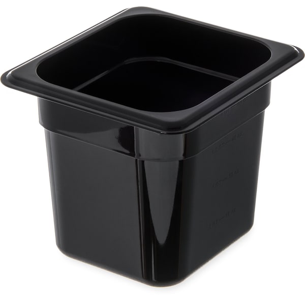 Food Pan PC, 6", DP, 1/6, Blk, PK6