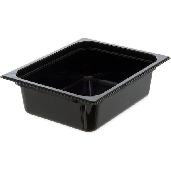 Half Food Pan PC, 4" D, Black, PK6