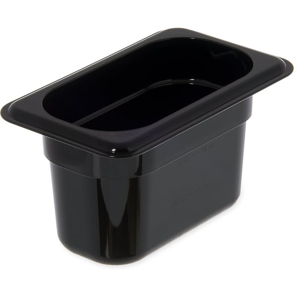 Food Pan PC, 4", DP, 1/9, Blk, PK6