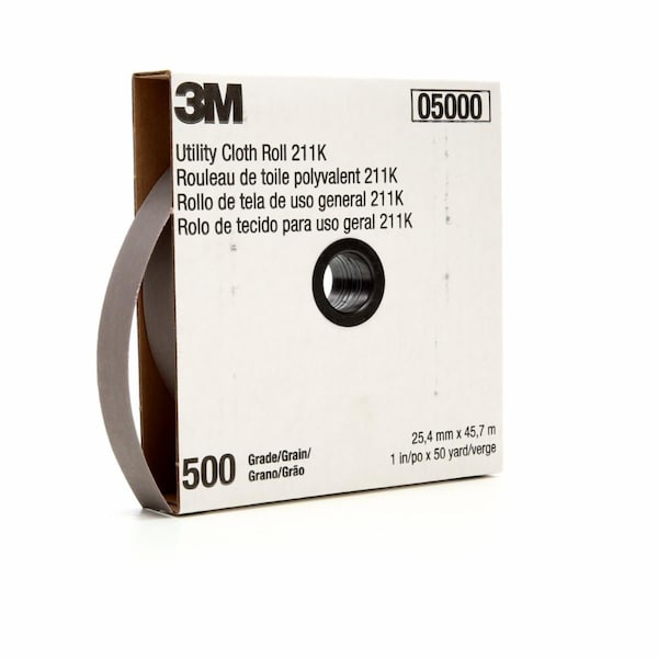 Sanding Belt, 1 in W, 150 ft L, Closed Coat, Aluminum Oxide, 500 Grit, Gray