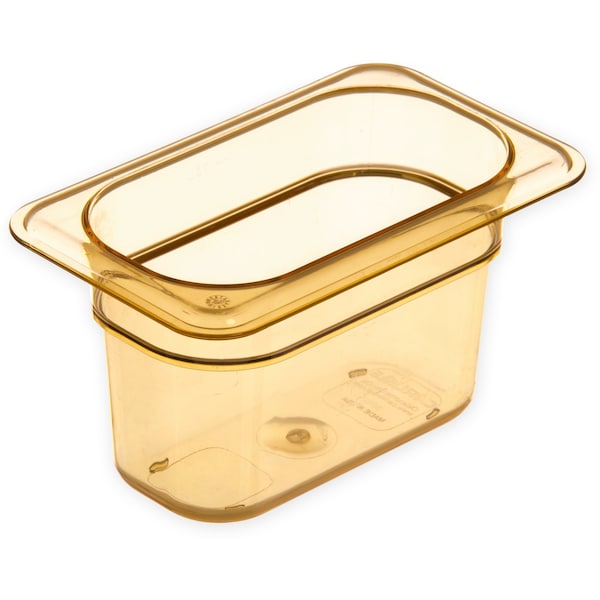 Food Pan HH, 4", DP, 1/9, Amber, PK6