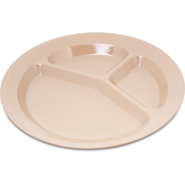 Polycarbon Rim 3-Comp Plate, 11", Tan, PK48