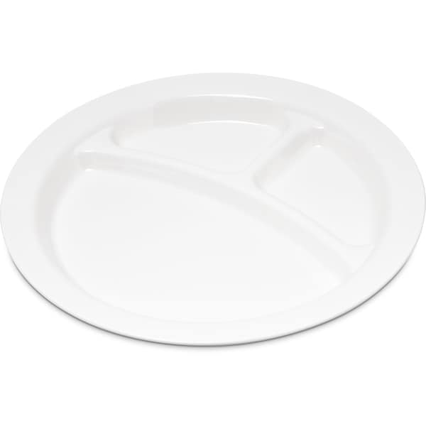 Polycarbon Rim 3-Comp Plate, 9", Wht, PK48
