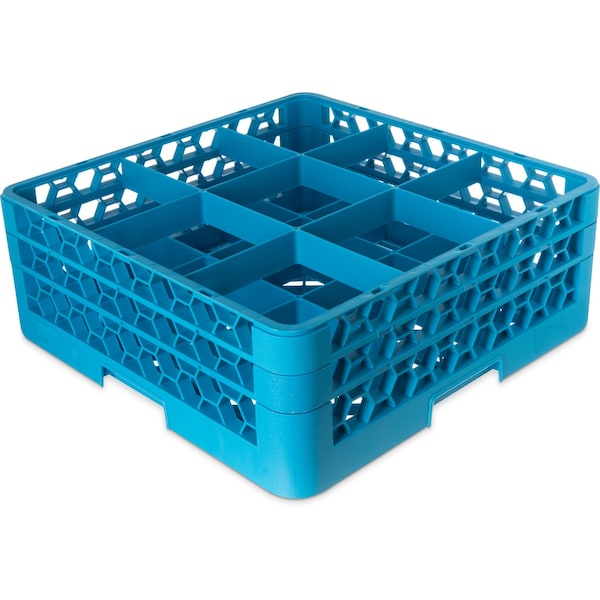 Glass Rack w/2 Extenders, 9 Comp, PK3