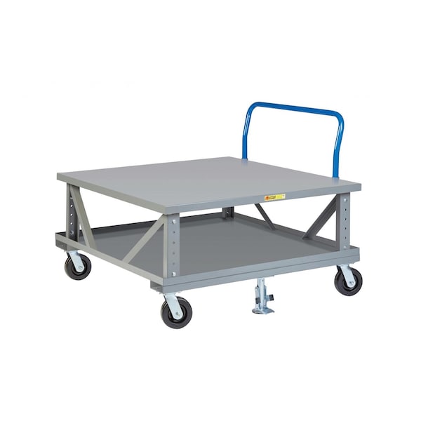 Mobile Pallet Stand with Lower Deck, 40"X48", Adj. Height, Handle