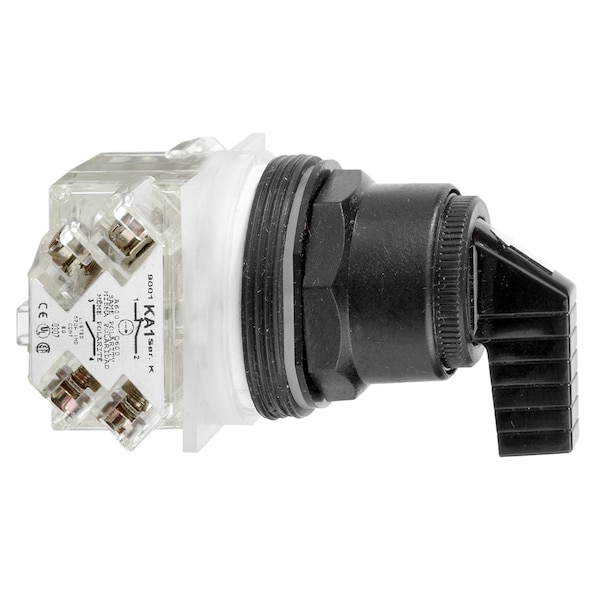 Selector switch head, Harmony 9001SK, plastic, long handle, black, 30mm, 2 positions, stay put