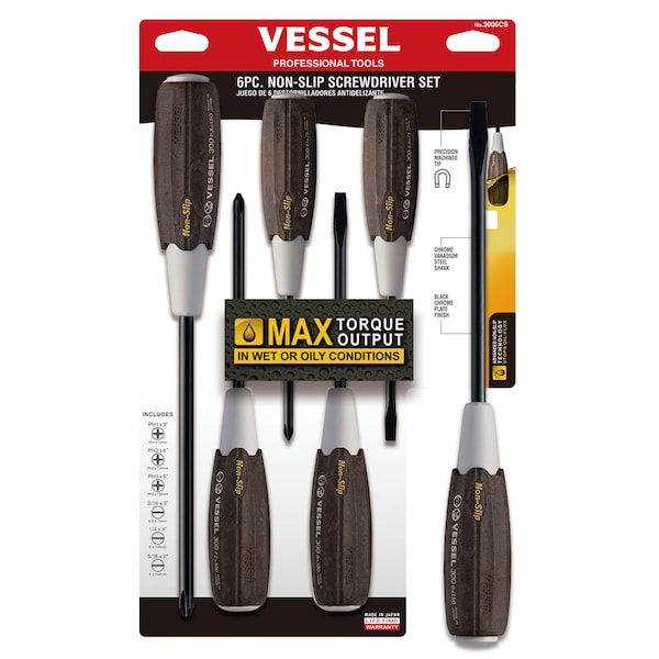 WOOD-COMPO Non-Slip Screwdriver 6PC. Set