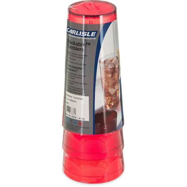 SAN Tumbler, 32 oz., 3/Pack, Ruby, PK8