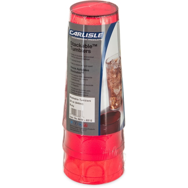 SAN Tumbler, 32 oz., 6/Pack, Ruby, PK4